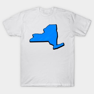 Bright Blue New York Outline T-Shirt